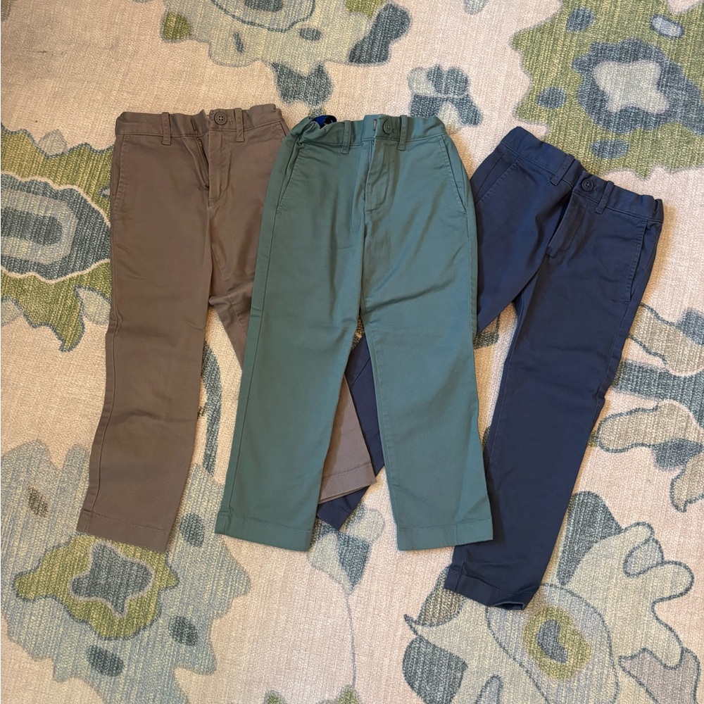 Crewcuts boys pants size 5 - (3 pairs) gray, light blue, light green